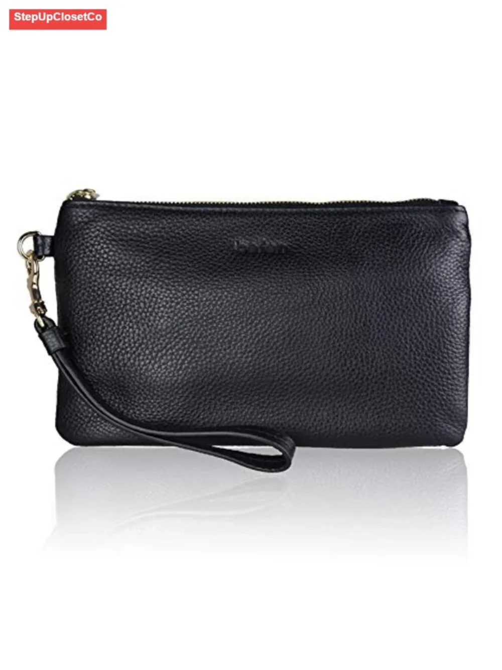 Genuine Leather Wristlet Clutch RFID Blocking Cell Phone Purse